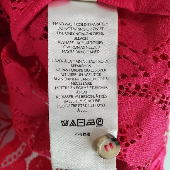 Anthropologie Maeve Womens Pink Floral Lace Button Down Shirt Top Size 10 - Picture 7 of 8